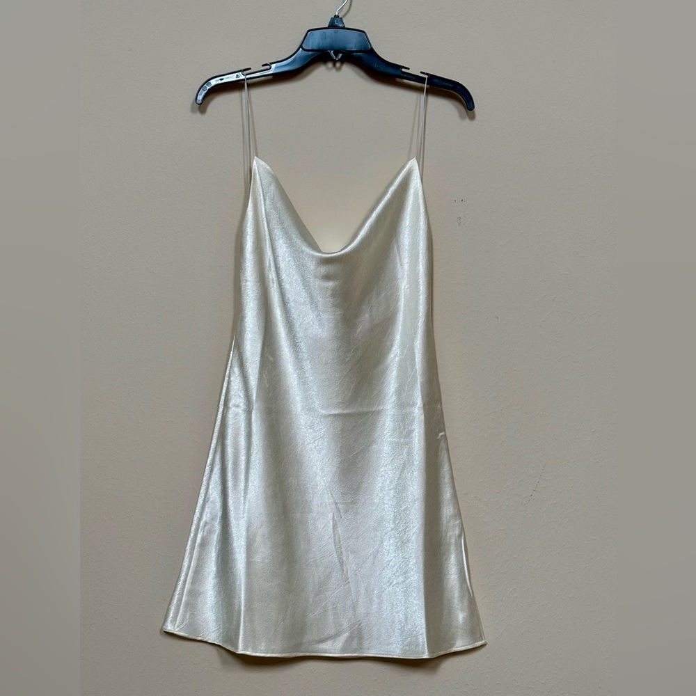 Double Zero Cream Satin-Like Slip Dress